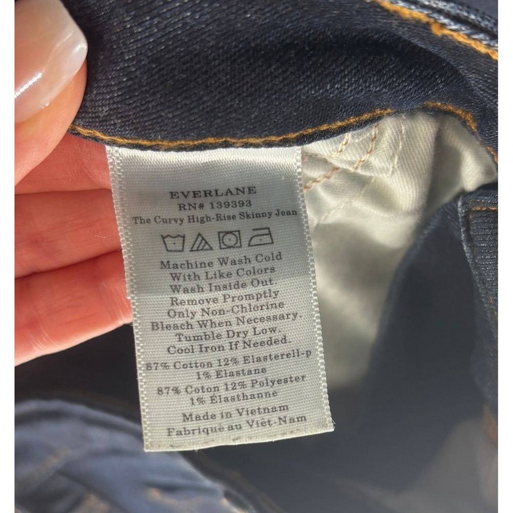Everlane The Curvy High-Rise Skinny Jean Dark Indigo Blue‎ Denim Size 31 Crop - Picture 4 of 7